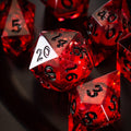 Blood Red Glitter Liquid Core Handmade Resin DND Dice Set - The misfit market