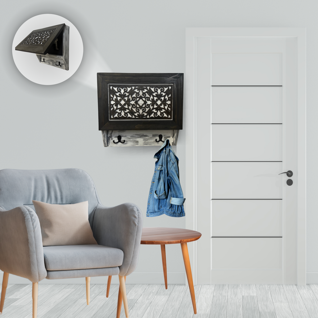 Rustic Diamond Hidden Gun Cabinet – Ornate Concealment Coat Rack with Multi-Purpose Hooks - The misfit market