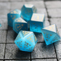 Dragon Shield Blue Cats Eye Stone Gemstone DND Dice Set - The misfit market