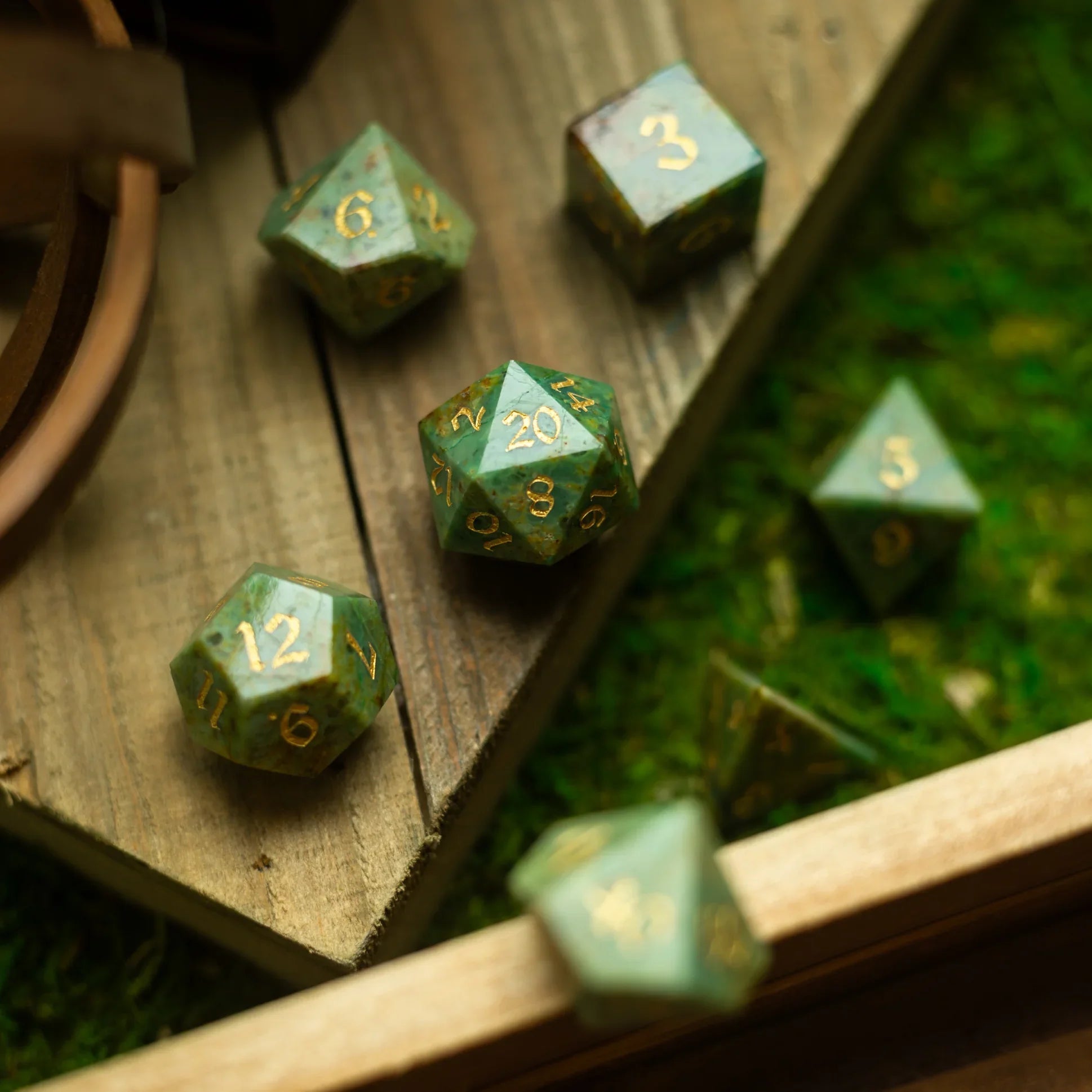 Gemstone Azurite Hand Carved DND Dice Set - The misfit market