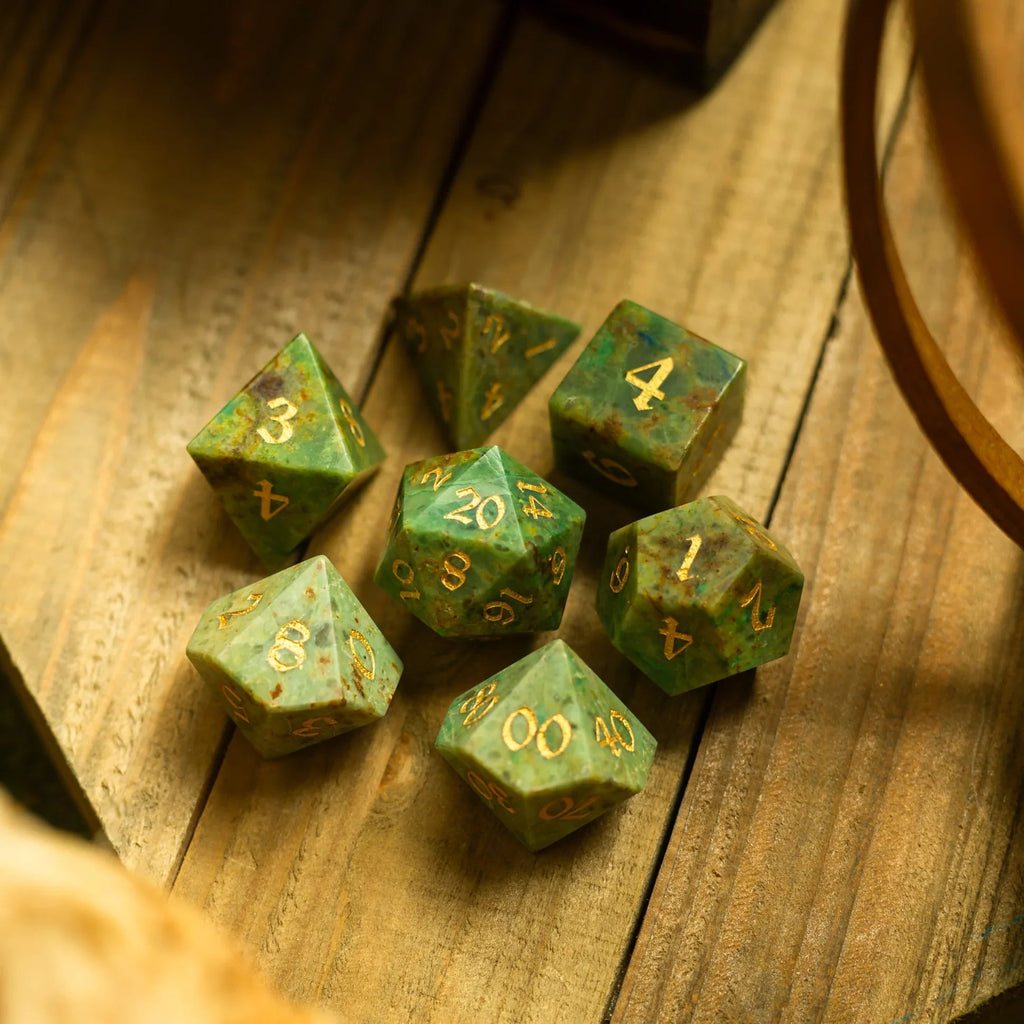 Gemstone Azurite Hand Carved DND Dice Set - The misfit market