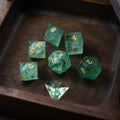 Green Fluorite Gemstone (Chlorophane) Hand Carved DND Dice Set - The misfit market