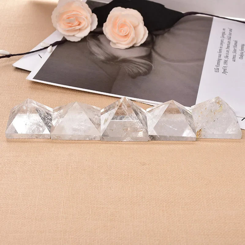 Natural Crystal Clear Quartz Pyramid Quartz Healing Stone Chakra Reiki Crystal Point Tower Home Decor Meditation Ore Mineral - The misfit market