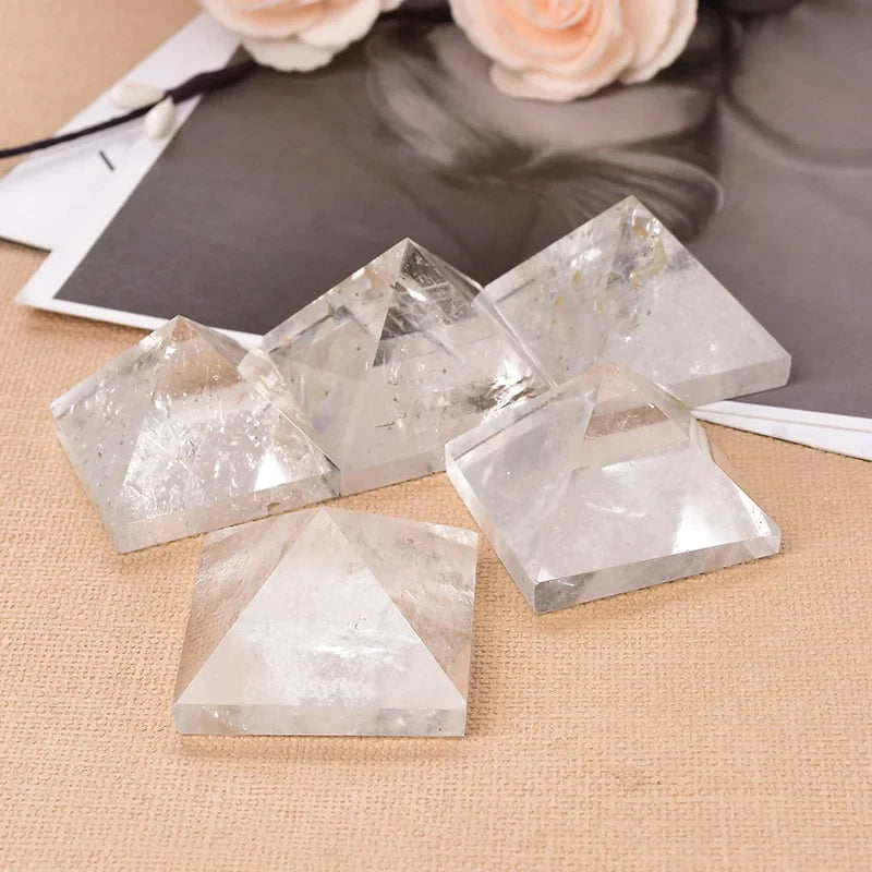 Natural Crystal Clear Quartz Pyramid Quartz Healing Stone Chakra Reiki Crystal Point Tower Home Decor Meditation Ore Mineral - The misfit market