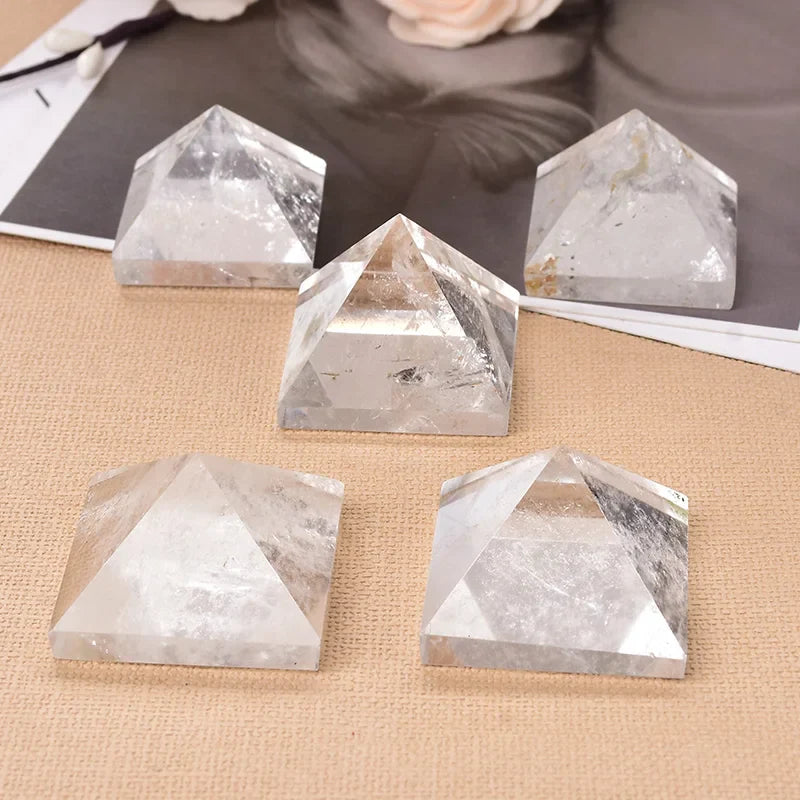 Natural Crystal Clear Quartz Pyramid Quartz Healing Stone Chakra Reiki Crystal Point Tower Home Decor Meditation Ore Mineral - The misfit market