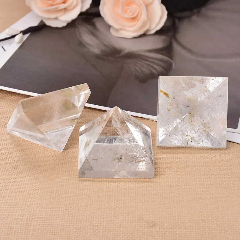 Natural Crystal Clear Quartz Pyramid Quartz Healing Stone Chakra Reiki Crystal Point Tower Home Decor Meditation Ore Mineral - The misfit market