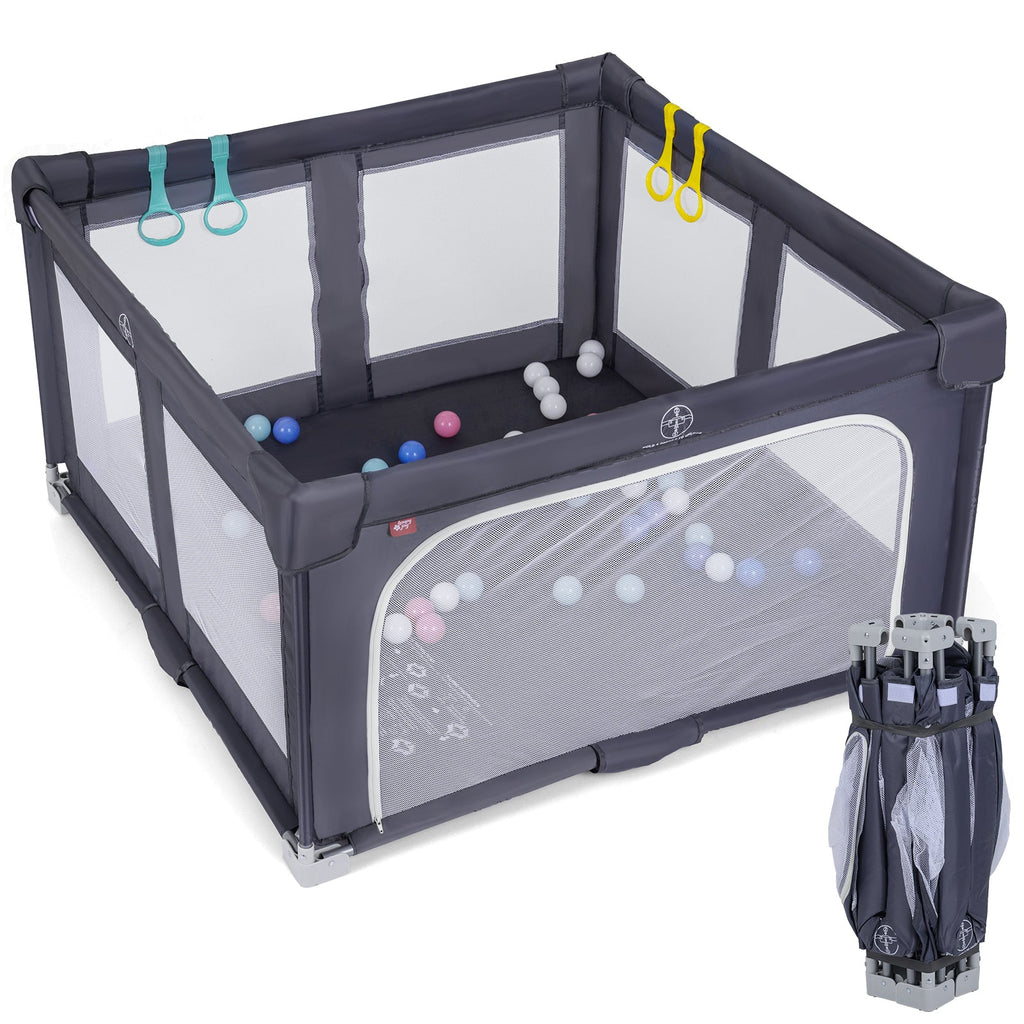 Large Baby Playpen Bpa-Free Foldable Toddlers Safety Fence Play Yard-Dark Grey