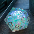 Massive Silver And Foil Liquid Core 95MM Chonk Handmade Resin Dice And Box - The misfit market