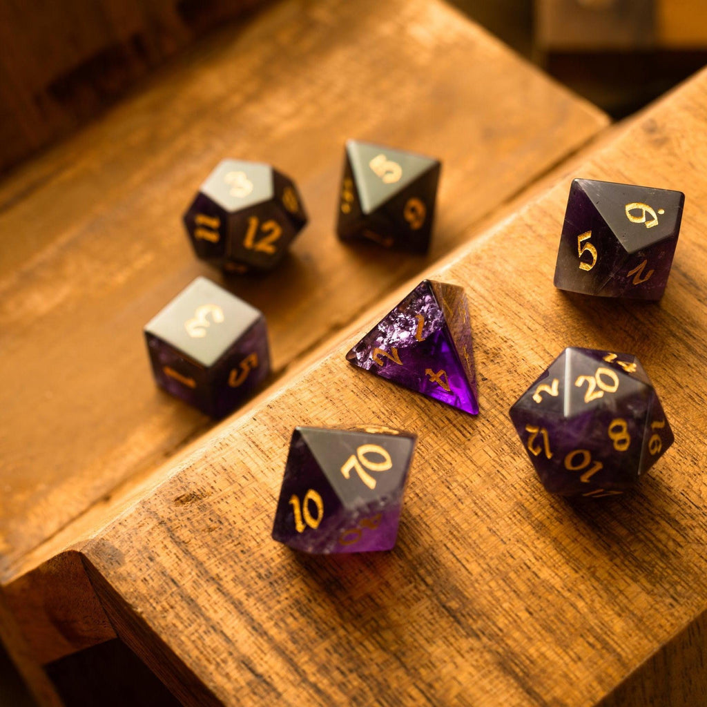 Purple Gemstone Amethyst DND Dice Set - The misfit market