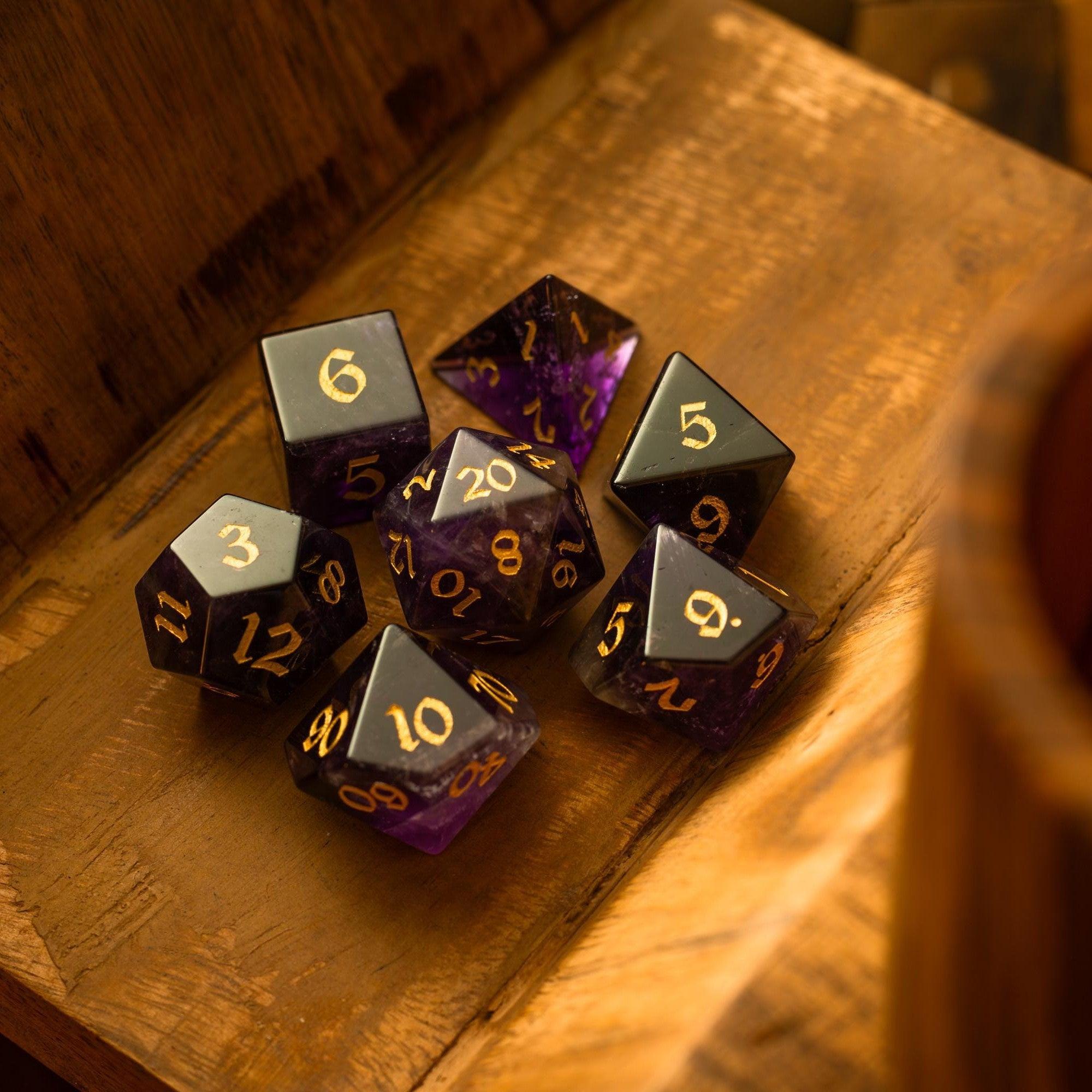 Purple Gemstone Amethyst DND Dice Set - The misfit market