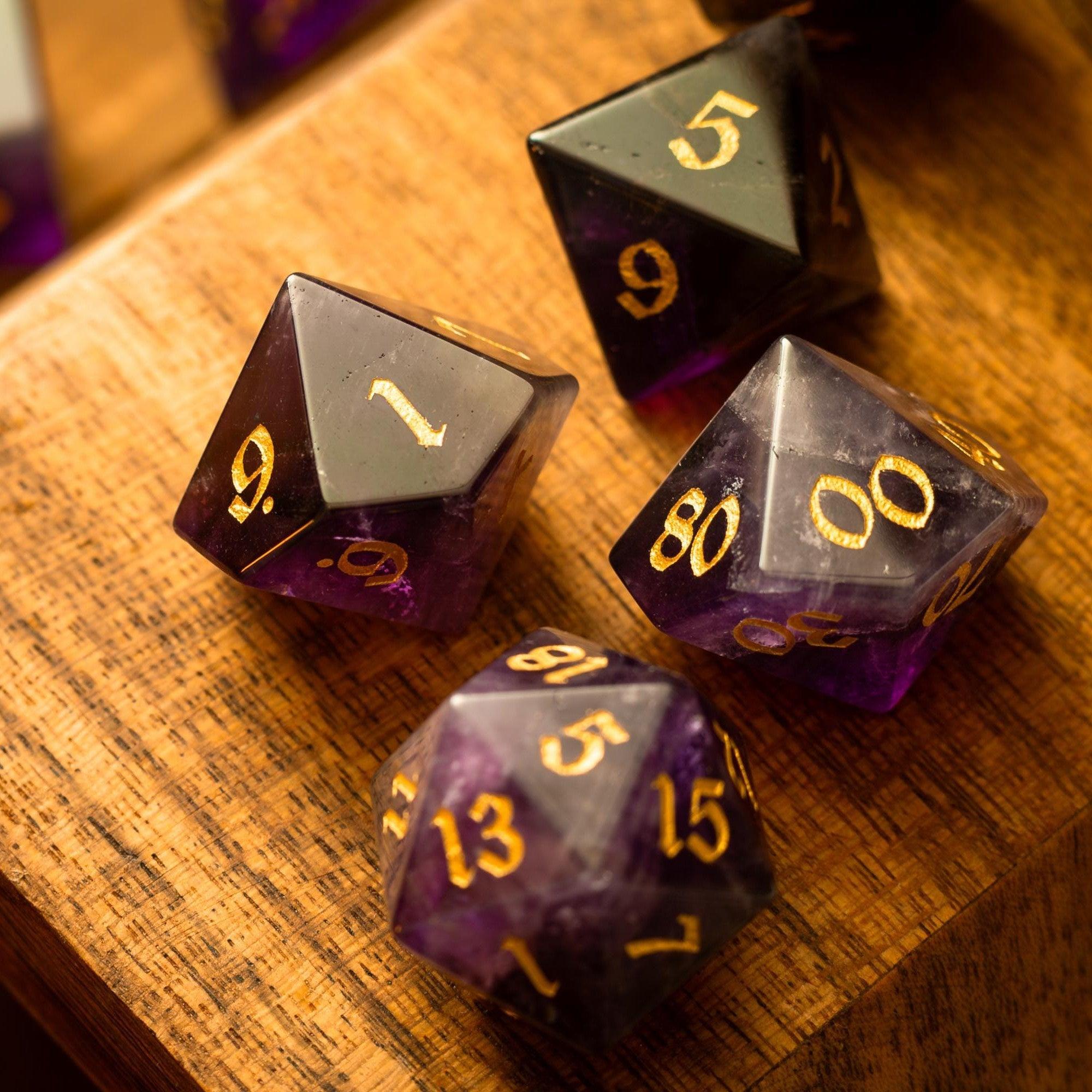 Purple Gemstone Amethyst DND Dice Set - The misfit market