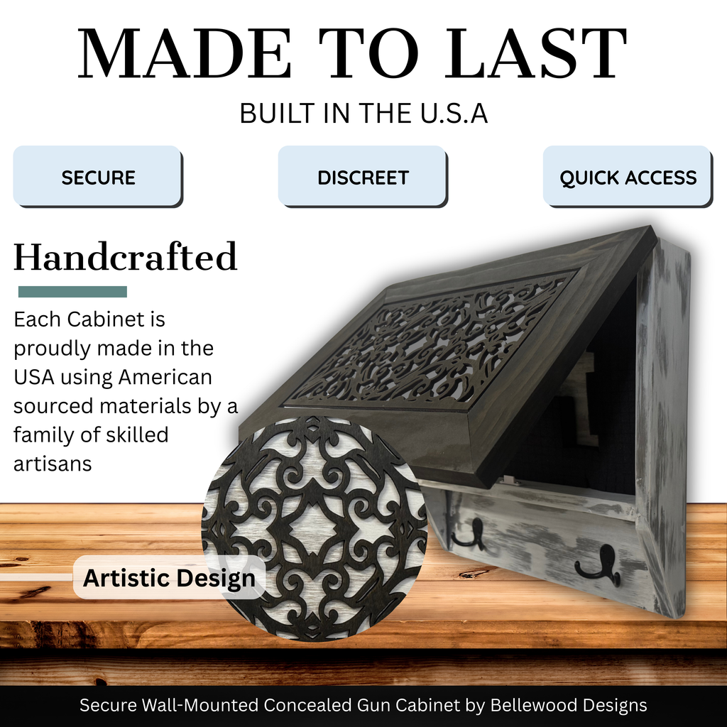 Rustic Diamond Hidden Gun Cabinet – Ornate Concealment Coat Rack with Multi-Purpose Hooks - The misfit market