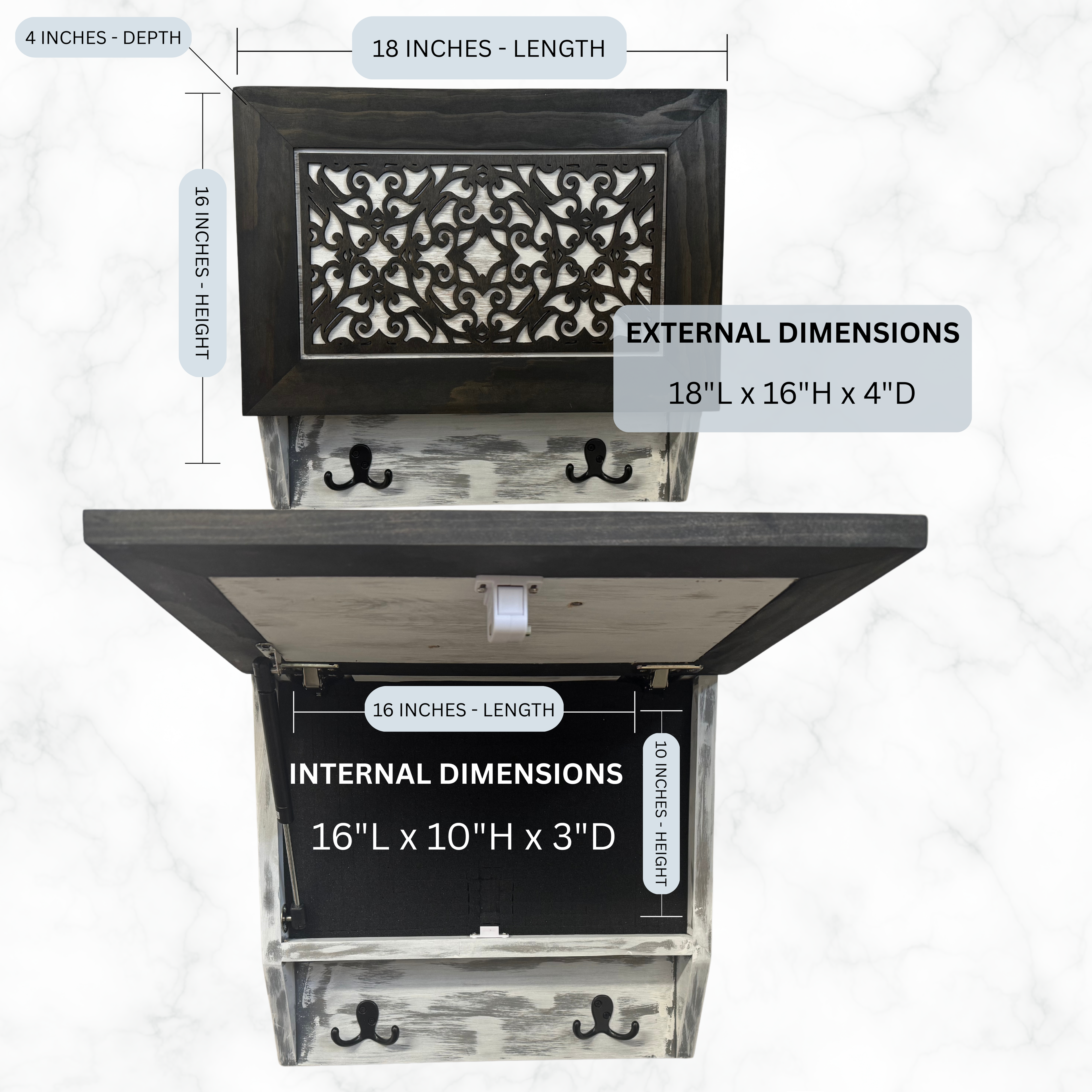 Rustic Diamond Hidden Gun Cabinet – Ornate Concealment Coat Rack with Multi-Purpose Hooks - The misfit market