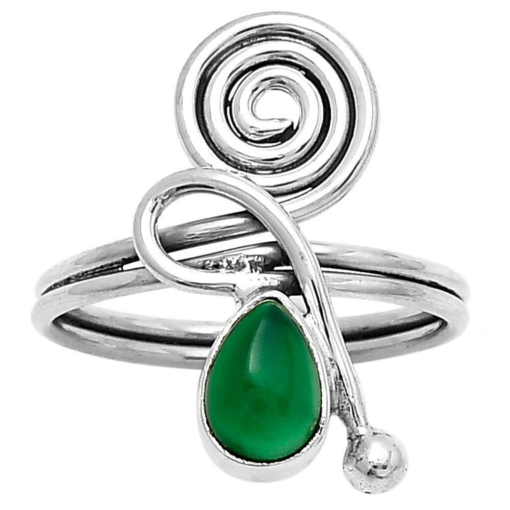 Spiral - Natural Green Onyx Ring size-8 R-1556 SDR172696 - The misfit market