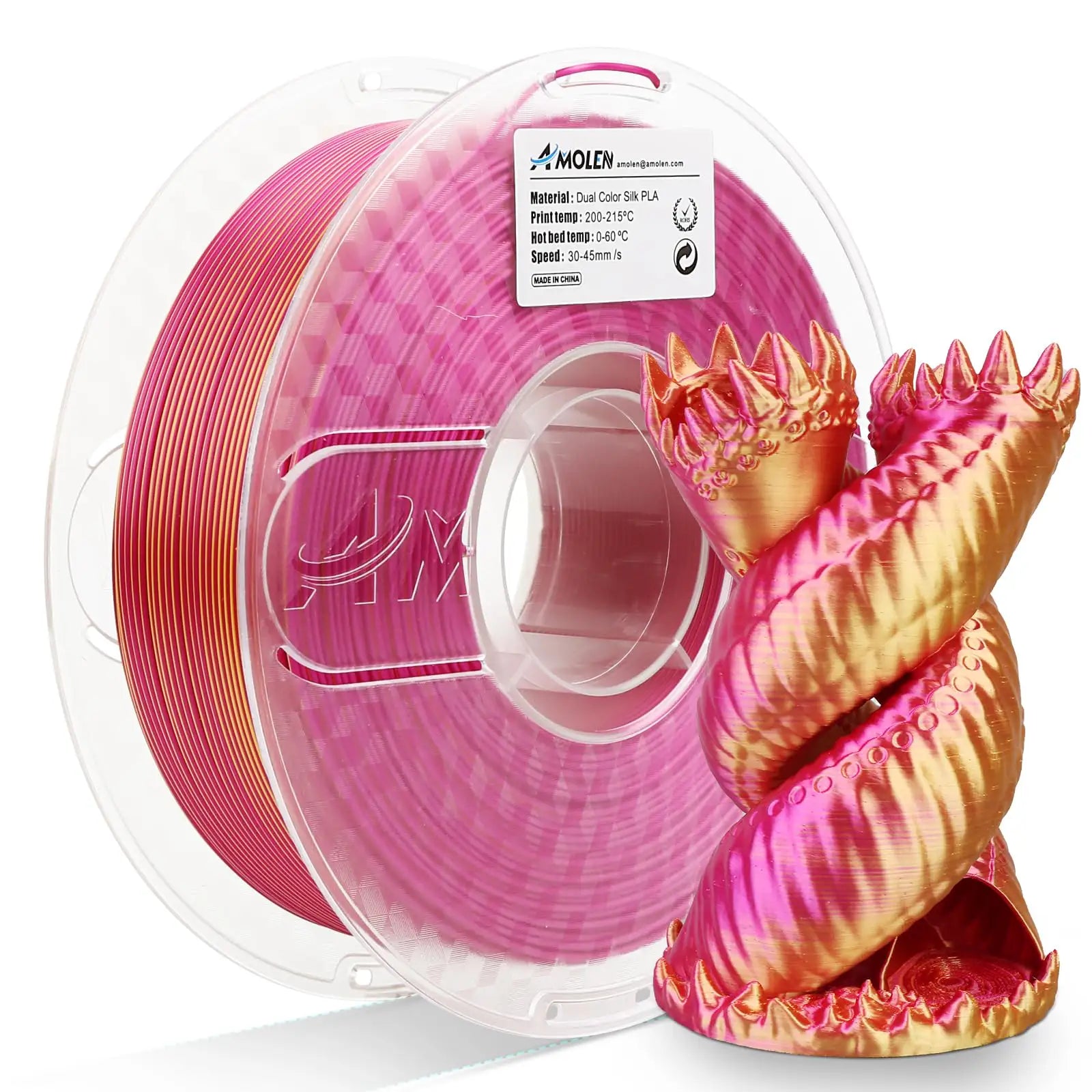 PLA Silk Dual Color 3D Filament 1.75mm 1KG | the misfit market - The misfit market