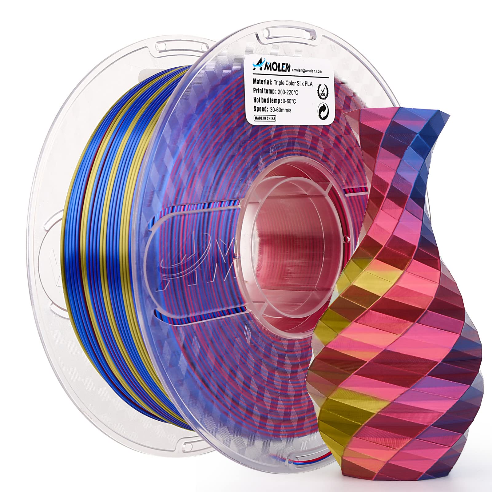 PLA Silk Triple Color 1.75mm, 1KG/2.2LB - The misfit market