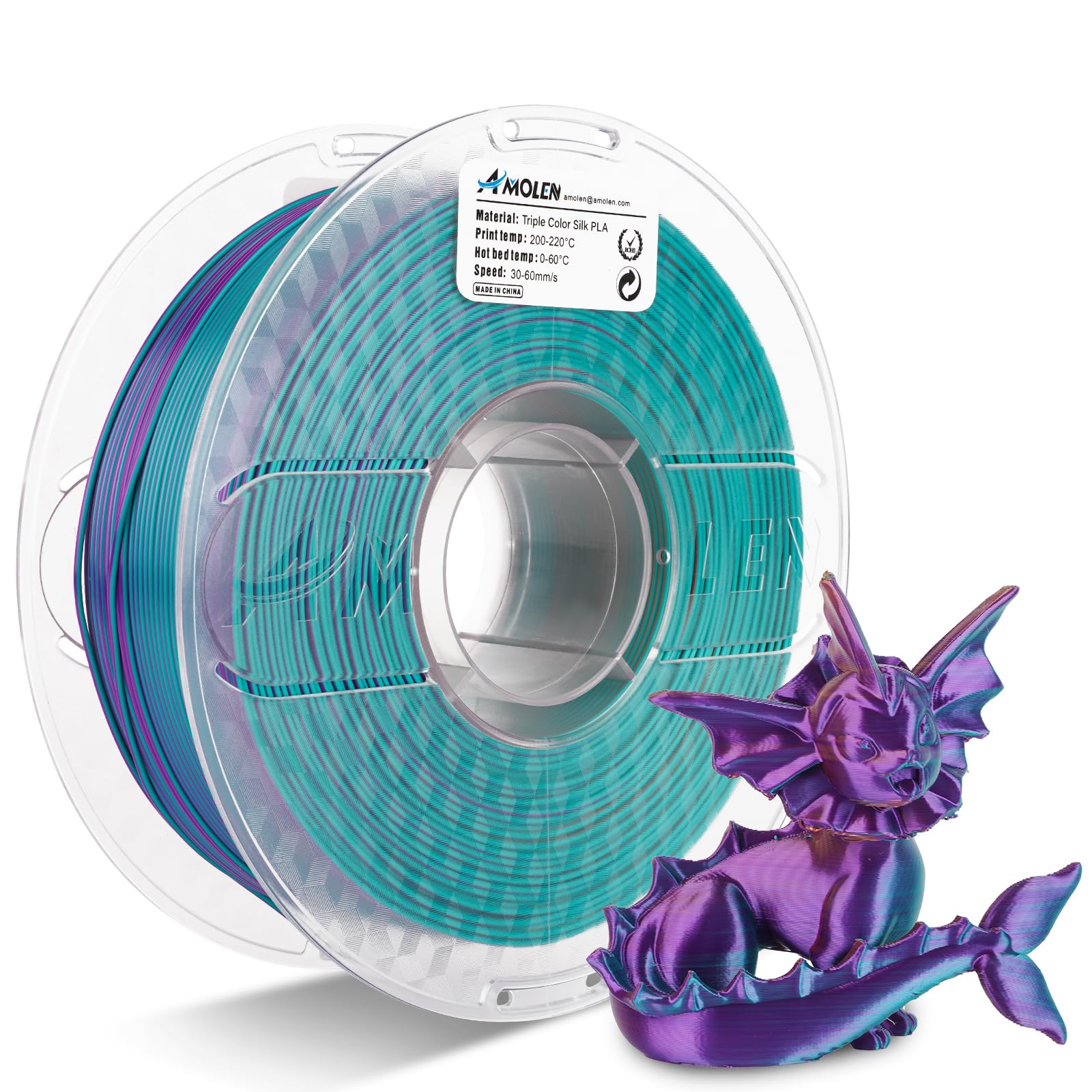 PLA Silk Triple Color 1.75mm, 1KG/2.2LB - The misfit market