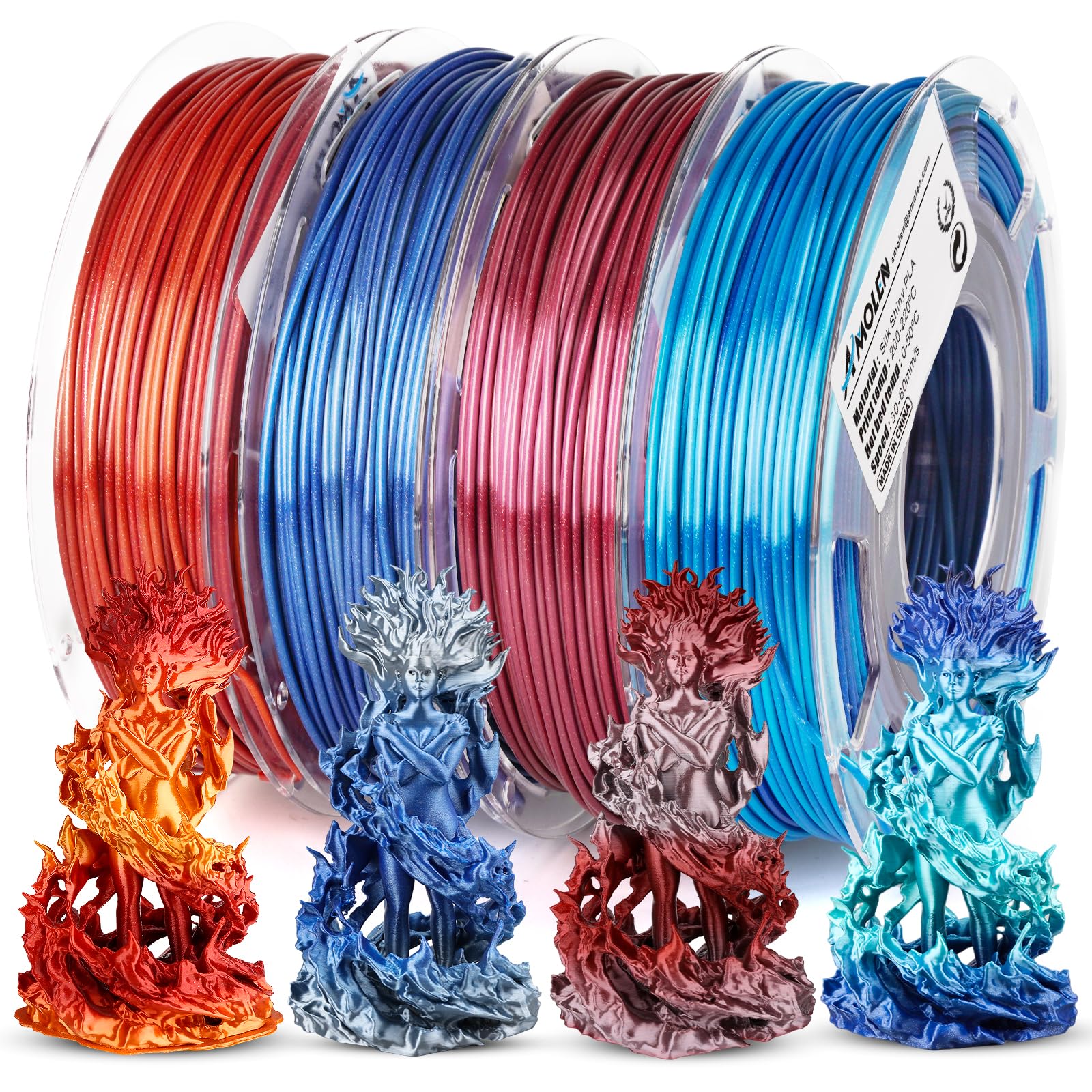 PLA Silk Shiny Gradient Variety Pack (4x200g) - 1.75MM - The misfit market