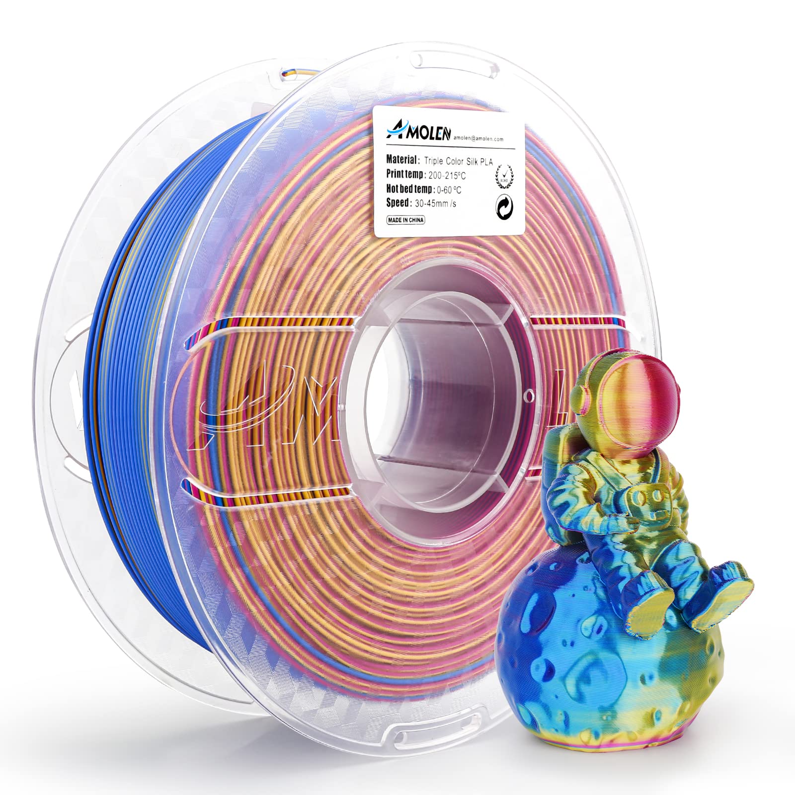 PLA Silk Triple Color 1.75mm, 1KG/2.2LB - The misfit market