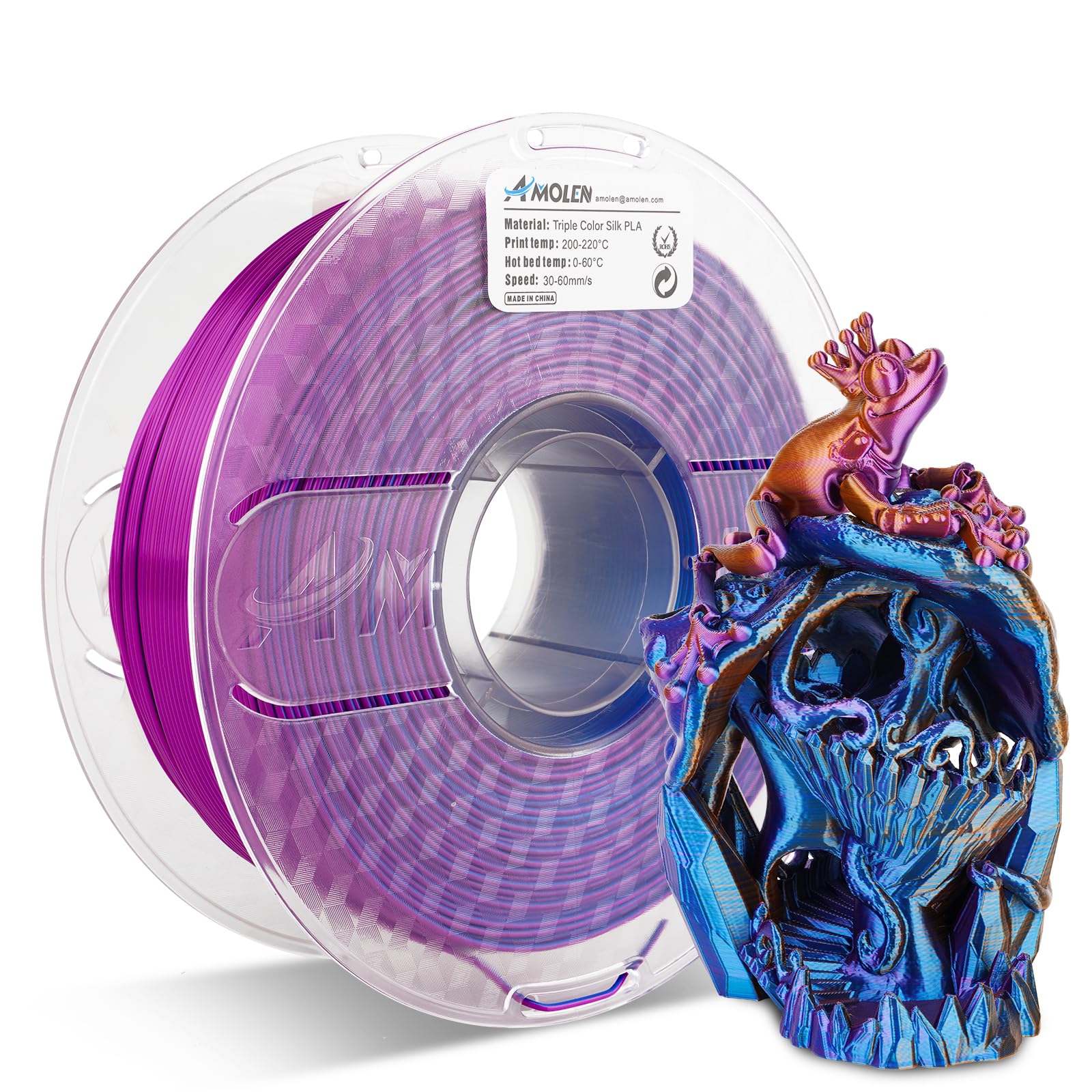 PLA Silk Triple Color 1.75mm, 1KG/2.2LB - The misfit market