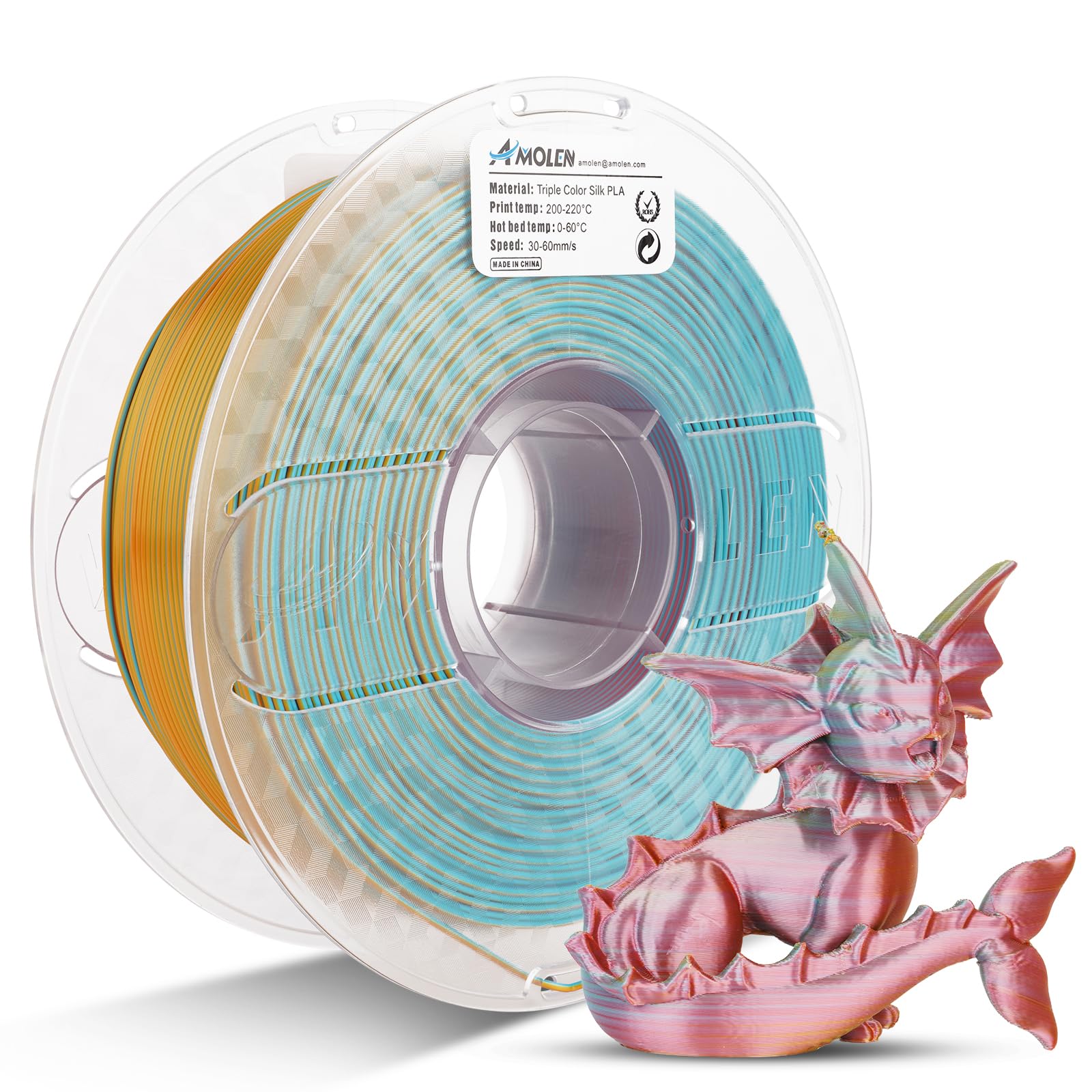 PLA Silk Triple Color 1.75mm, 1KG/2.2LB - The misfit market
