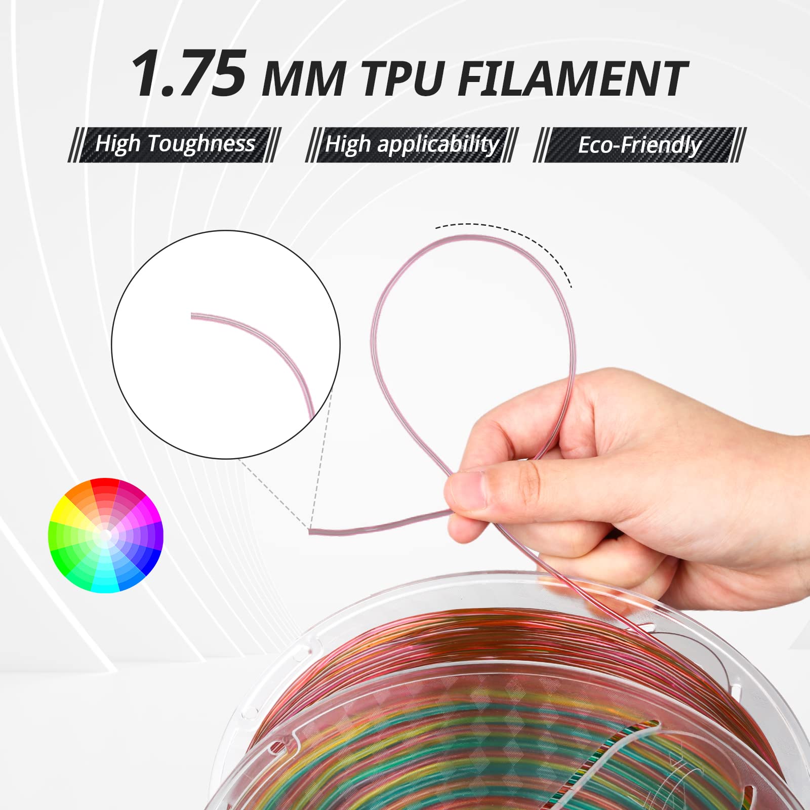 TPU Rainbow 1.75mm, 1KG - The misfit market