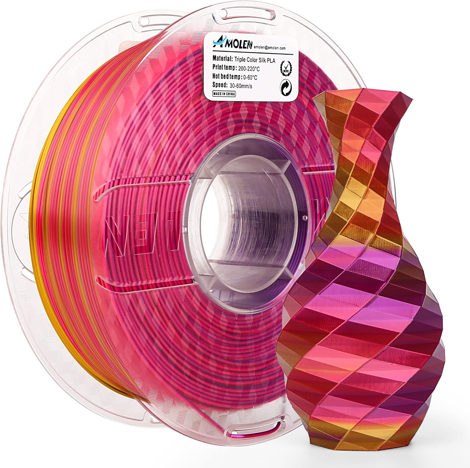 PLA Silk Triple Color 1.75mm, 1KG/2.2LB - The misfit market