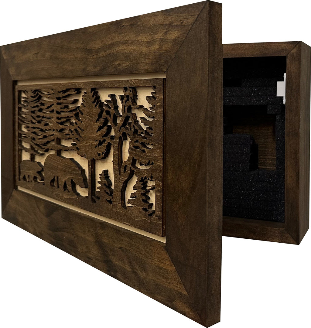 Bear in Woods Hidden Gun Storage Safe Concealment Shelf Concealed Furniture - The misfit market