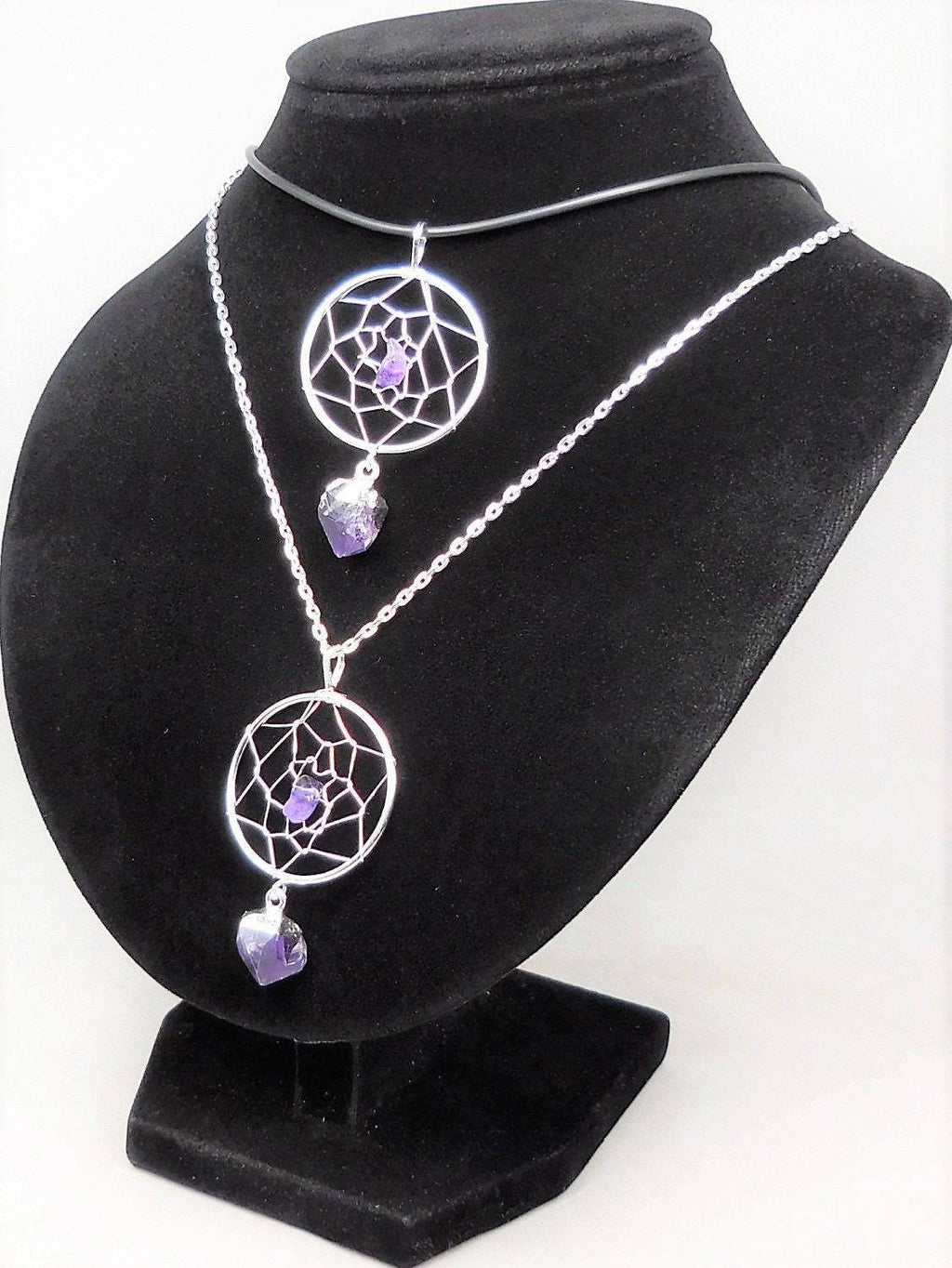 Dreamcatcher Pendant (Amethyst Crystal)(Silver Plated) Gemstone Jewelry - The misfit market