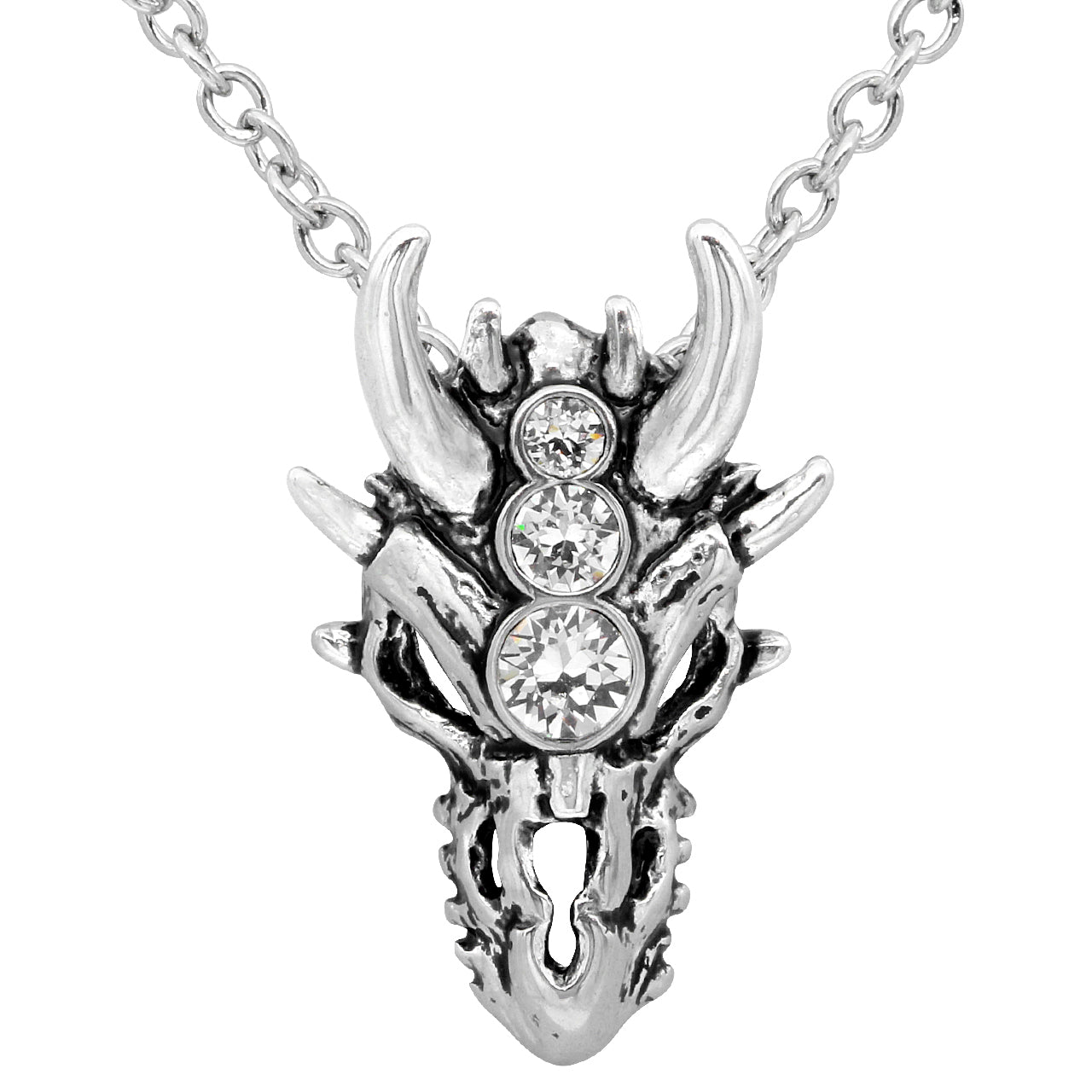 Dragon Skull Necklace With Crystals Gothic Pendant - The misfit market