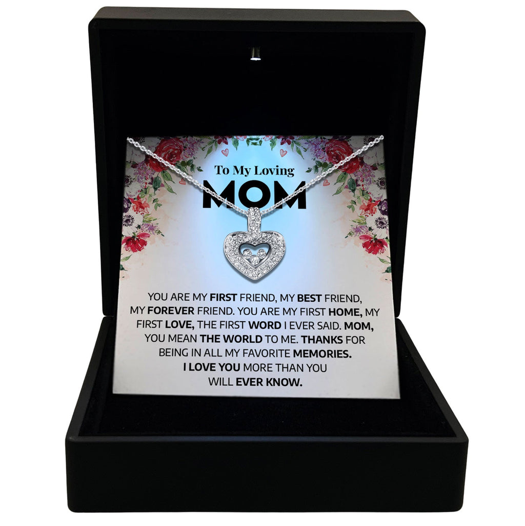 To My Loving Mom - You Are My First Home - Tryndi Floating Heart Necklace - The misfit market