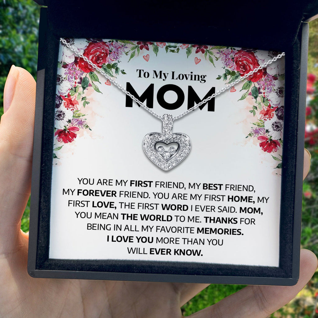 To My Loving Mom - You Are My First Home - Tryndi Floating Heart Necklace - The misfit market