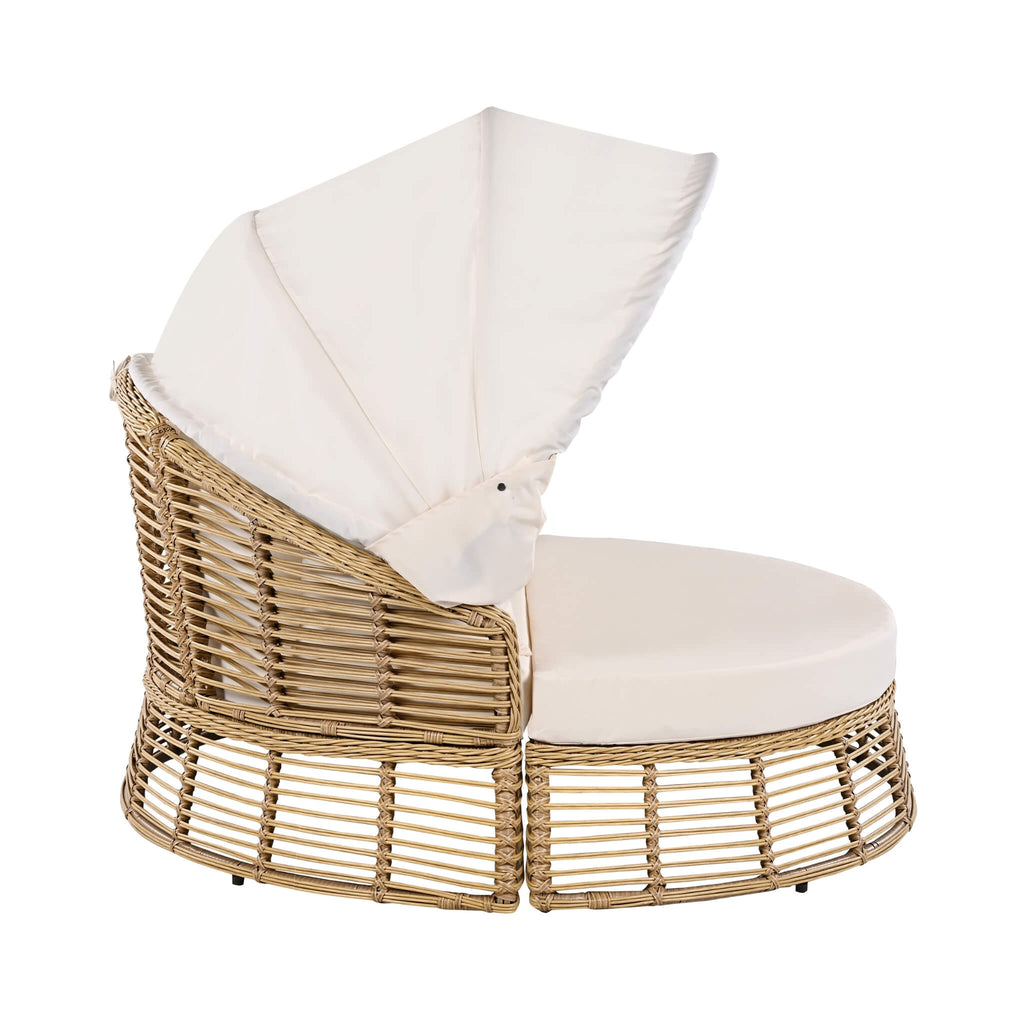 Alora 53-Inch Outdoor Patio Rattan Round Wicker Daybed with Retractable Canopy (SAK69241)