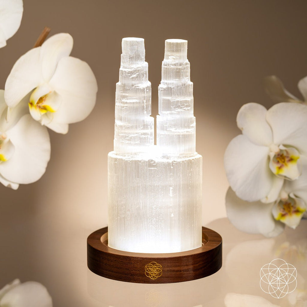 Two-Tower Selenite Lamp – Deep Energy Cleanse & Reset - The misfit market
