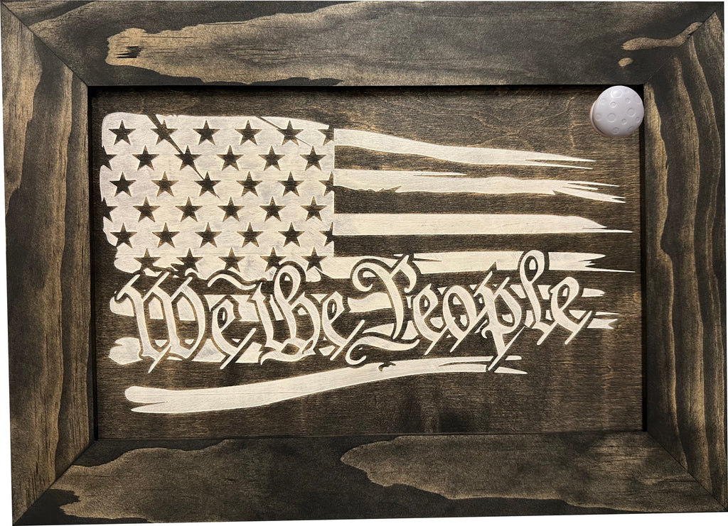 American Flag Gun Cabinet We The People Decorative and Secure Hidden Gun Safe (Black and White) - The misfit market